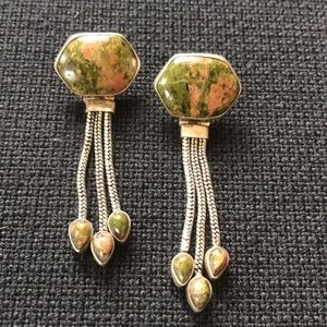 Silver and Semiprecious Stone drop earrings